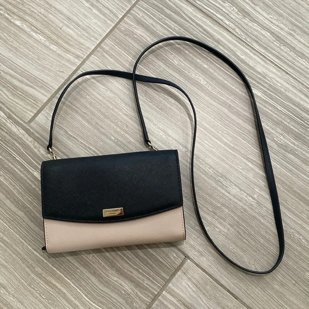 Kate Spade wallet crossbody purse nude and black - Picture 1 of 6